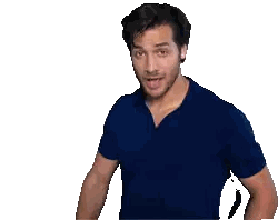 Man In Blue Shirt Waving And Smiling Sticker