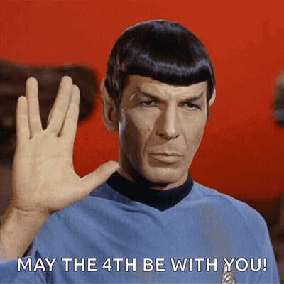 Man In Blue Shirt Waving May The 4Th Be With You GIF