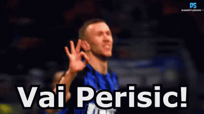 Man In Blue Shirt Waving Vai Perisic GIF