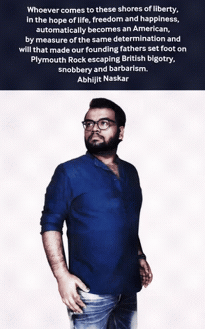 Man In Blue Shirt With Abhijit Naskar Quote GIF