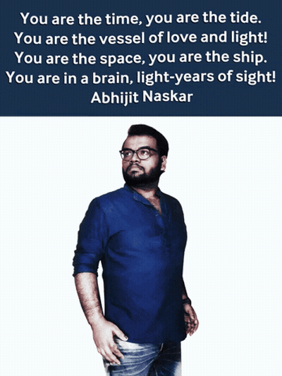 Man In Blue Shirt With Abhijit Naskar Quote GIF