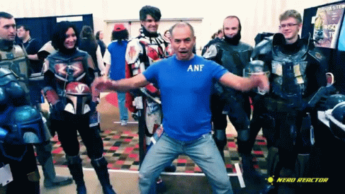 Man In Blue Shirt With Anf GIF
