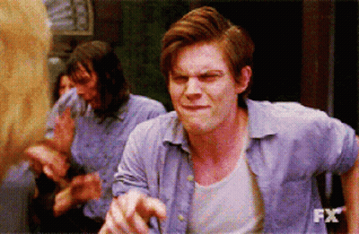 Man In Blue Shirt With FX On Bottom GIF