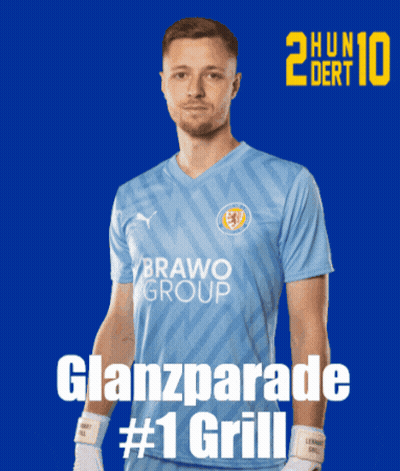 Man In Blue Shirt With Glanzparade # 1 Grill GIF