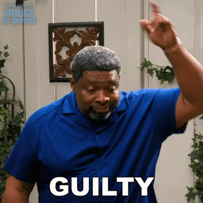 Man In Blue Shirt With Guilty GIF