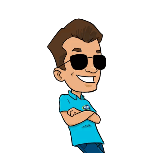 Man In Blue Shirt With RB Sunglasses Sticker