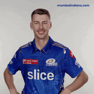 Man In Blue Shirt With Slice GIF