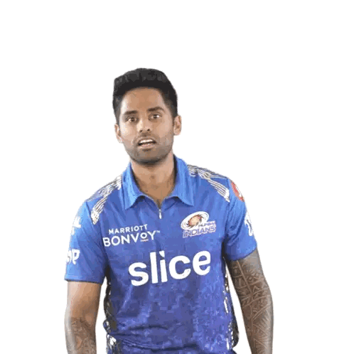 Man In Blue Shirt With Slice Sticker