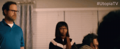 Man In Blue Shirt With #Utopiatv GIF