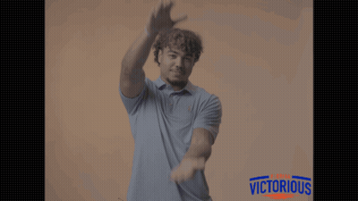 Man In Blue Shirt With Victorious GIF