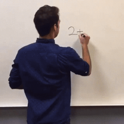 Man In Blue Shirt Writing On Whiteboard GIF