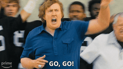 Man In Blue Shirt Yelling Go Go GIF