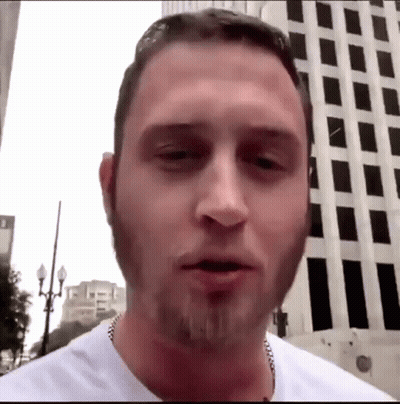 Man In Blue Striped Shirt And Hat GIF
