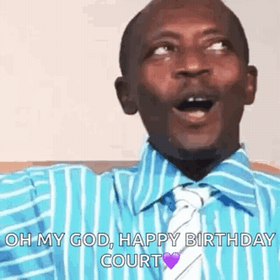 Man In Blue Striped Shirt Saying Happy Birthday GIF