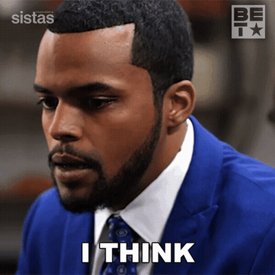 Man In Blue Suit And Tie Says I Think GIF