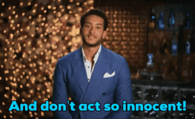 Man In Blue Suit Saying Don't Act So Innocent GIF