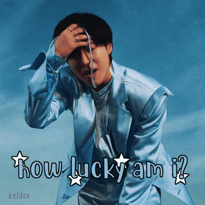 Man In Blue Suit Saying How Lucky Am I GIF