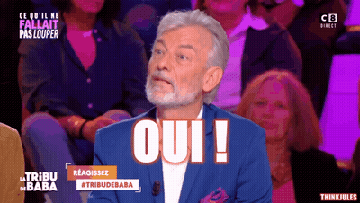Man In Blue Suit Saying Oui To Crowd GIF