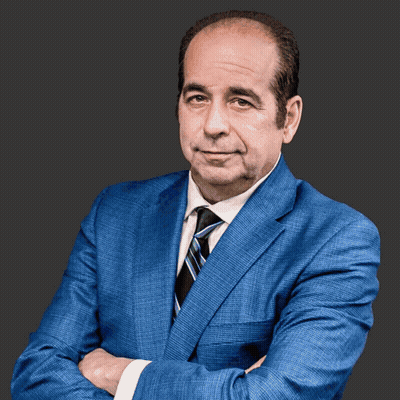 Man In Blue Suit With Arms Crossed GIF