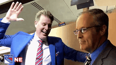 Man In Blue Suit With New York Rangers GIF