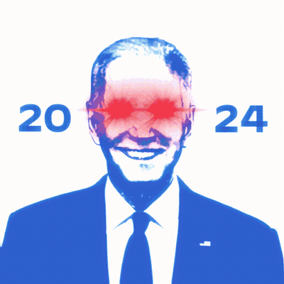 Man In Blue Suit With Red Eyes And Numbers 20 24 GIF