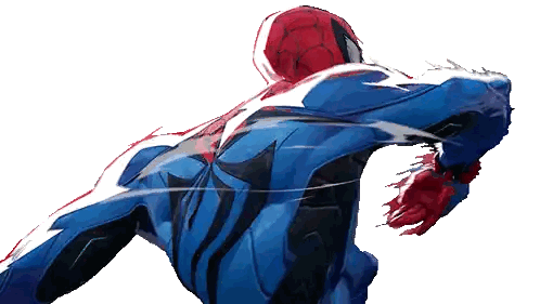Man In Blue Suit With Red Spider Sticker