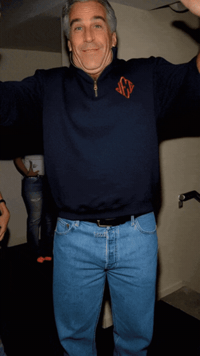 Man In Blue Sweater With Monogram GIF