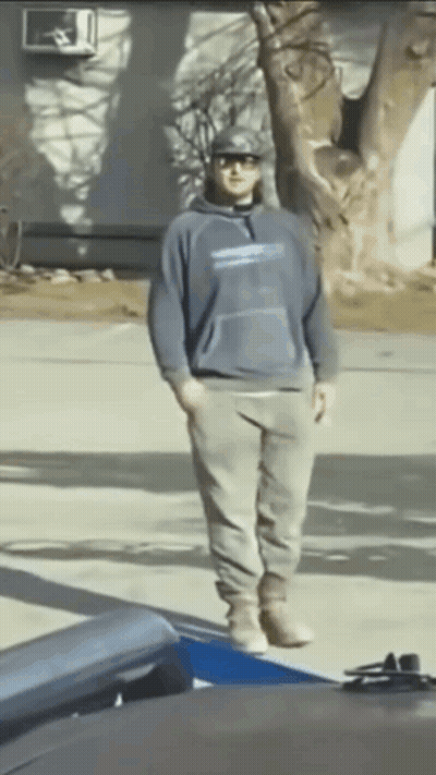 Man In Blue Sweatshirt And Hat GIF