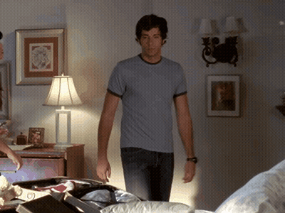 Man In Blue T-Shirt Standing GIF