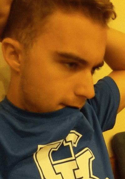 Man In Blue T-Shirt With White G GIF