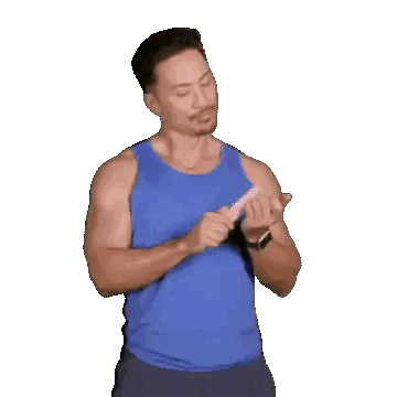 Man In Blue Tank Top Holding Ice Cream Sticker