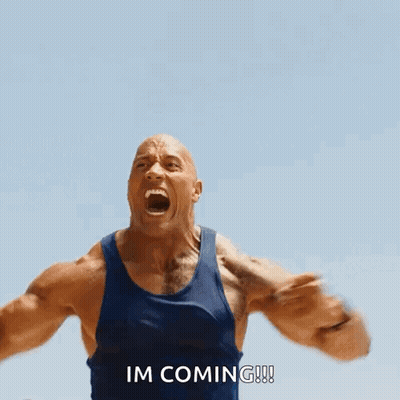 Man In Blue Tank Top Screaming I'm Coming GIF