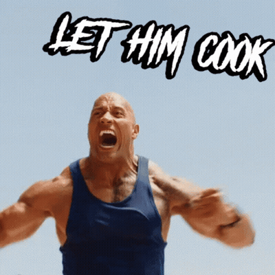 Man In Blue Tank Top Screaming Let Him Cook GIF
