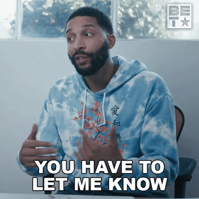 Man In Blue Tie Dye Sweatshirt Says Let Me Know GIF