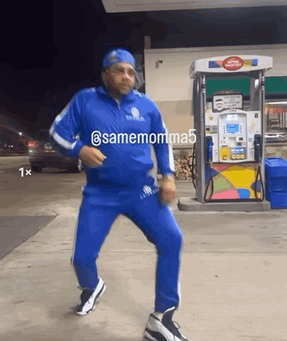 Man In Blue Tracksuit Dancing GIF