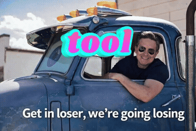 Man In Blue Truck Saying Tool GIF