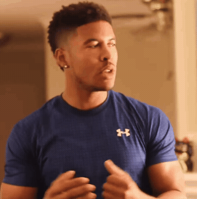 Man In Blue Under Armour Shirt Talks GIF