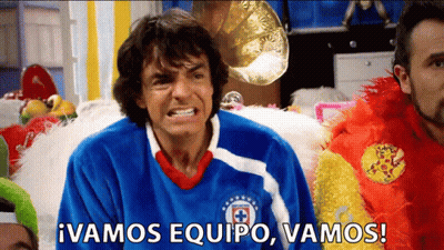 Man In Blue Vamos Equipo Shirt GIF