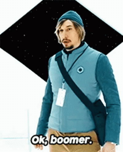 Man In Blue Vest Beanie Says Ok Boomer GIF