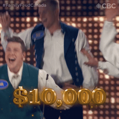 Man In Blue Vest Holding $10,000 Prize GIF