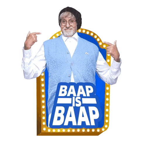 Man In Blue Vest Pointing At Baap Sign Sticker