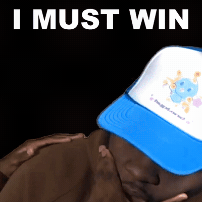 Man In Blue-White Hat I Must Win GIF