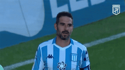 Man In Blue White Striped Shirt Saying Racing GIF