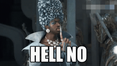 Man In Blue Wig Saying Hell No GIF