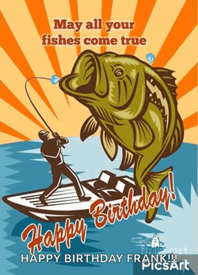 Man In Boat Catching Fish Saying May All Your Fishes Come True GIF