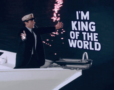 Man In Boat Saying I'm King Of The World GIF