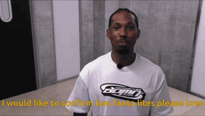 Man In Bomn Shirt Saying I Would Like To Confirm Two Fanta Lites Please Brew GIF
