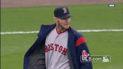 Man In Boston Baseball Uniform Smiling On Field GIF