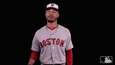 Man In Boston Jersey Pointing Upwards GIF