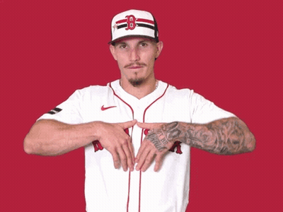 Man In Boston Red Sox Jersey Pointing To Chest GIF
